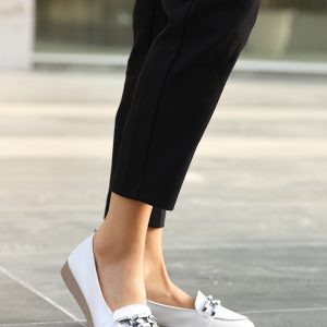 Babet Ayakkabı - Erbilden - Dois Beyaz Cilt Babet Ayakkabı