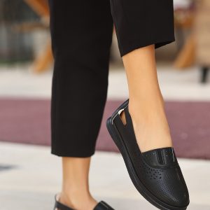 Babet Ayakkabı - Erbilden - Poer Siyah Cilt Babet Ayakkabı