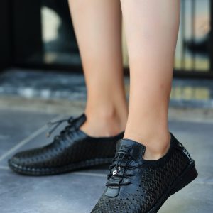 Babet Ayakkabı - Erbilden - Piran Siyah Cilt Babet Ayakkabı