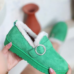 Babet Ayakkabı - Erbilden - Tote Yeşil Süet Babet Ayakkabı