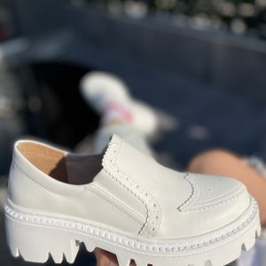 Babet Ayakkabı - Erbilden - Hote Beyaz Cilt Oxford Ayakkabı