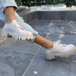 Babet Ayakkabı - Erbilden - Jenda Bej Rugan Bağcıklı Oxford Ayakkabı