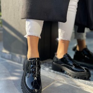 Babet Ayakkabı - Erbilden - Jenda Siyah Rugan Bağcıklı Oxford Ayakkabı