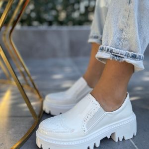 Babet Ayakkabı - Erbilden - Hote Beyaz Rugan Oxford Ayakkabı