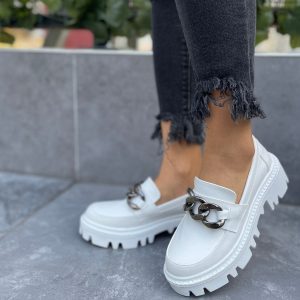 Babet Ayakkabı - Erbilden - Gaja Beyaz Cilt Oxford Ayakkabı