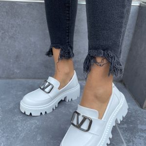 Babet Ayakkabı - Erbilden - Miti Beyaz Cilt Oxford Ayakkabı