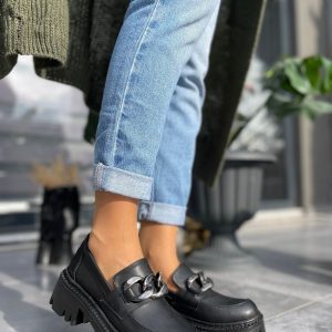 Babet Ayakkabı - Erbilden - Gaja Siyah Cilt Oxford Ayakkabı