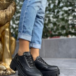 Babet Ayakkabı - Erbilden - Boos Siyah Cilt Bağcıklı Oxford Ayakkabı