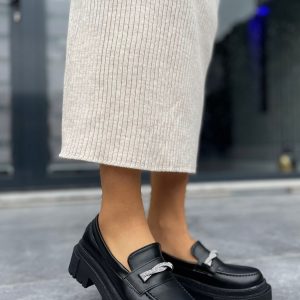 Babet Ayakkabı - Erbilden - Linxo Siyah Cilt Oxford Ayakkabı