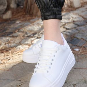 Kadın Spor - Erbilden - Leran Beyaz Cilt Bağcıklı Spor Ayakkabı